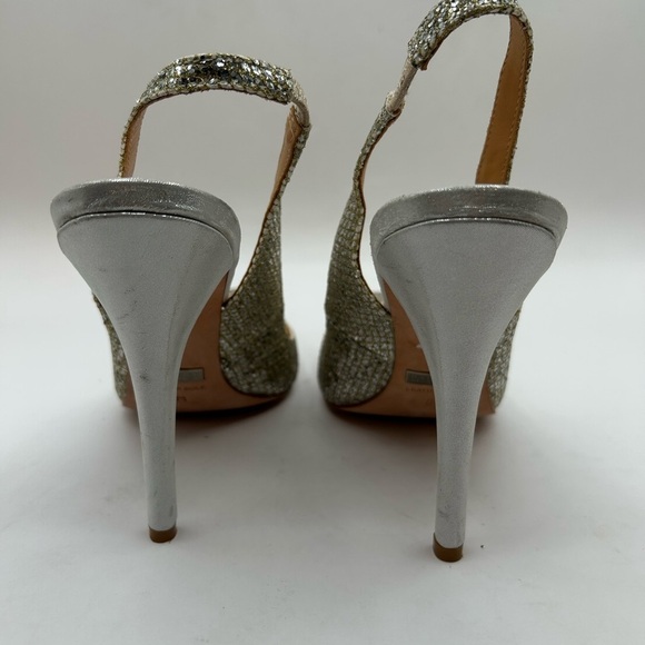 BADGLEY MISCHKA WOMEN'S KISS KISS SLINGBACK PUMP GOLD GLITTER US SIZE 8 MEDIUM - Picture 9 of 13